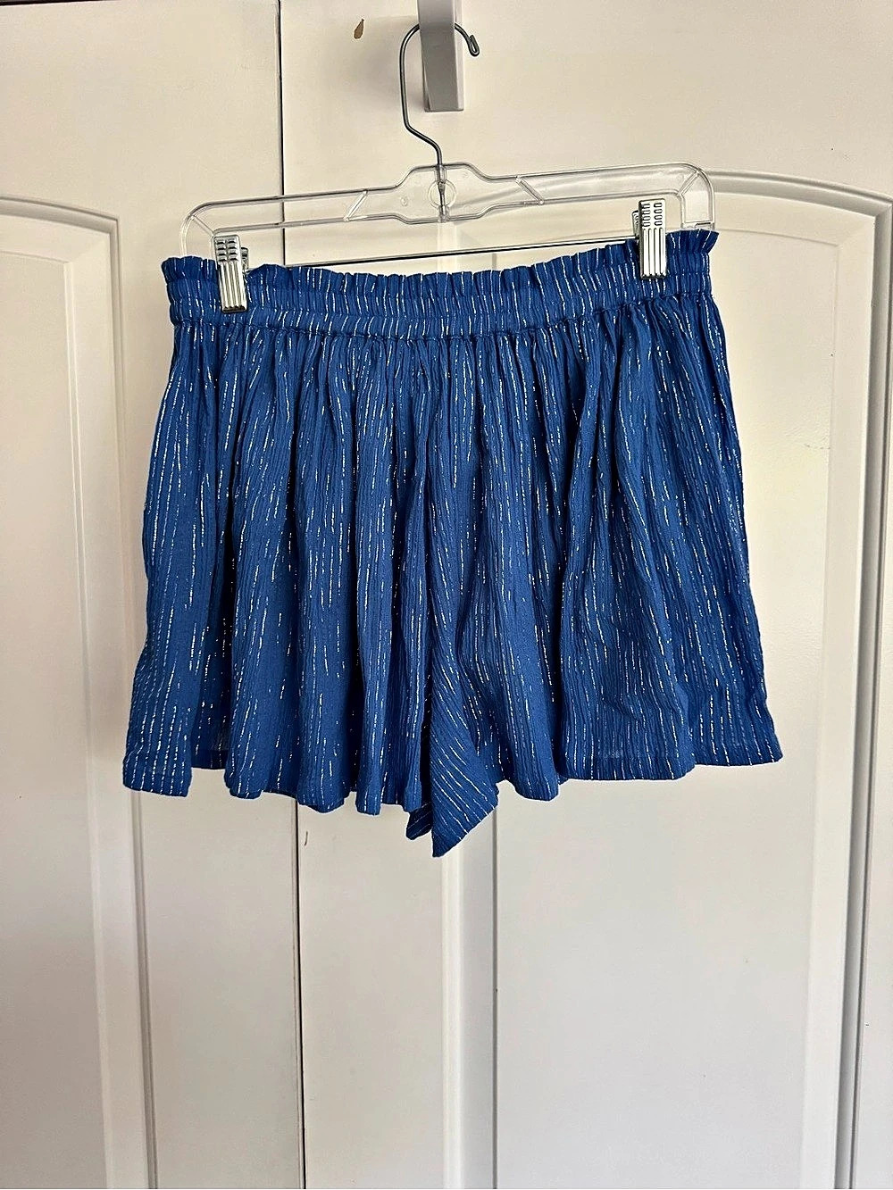 NWT Suzi Kondi Pezo Play Shorts size M blue lurex gauze - Picture 3 of 6